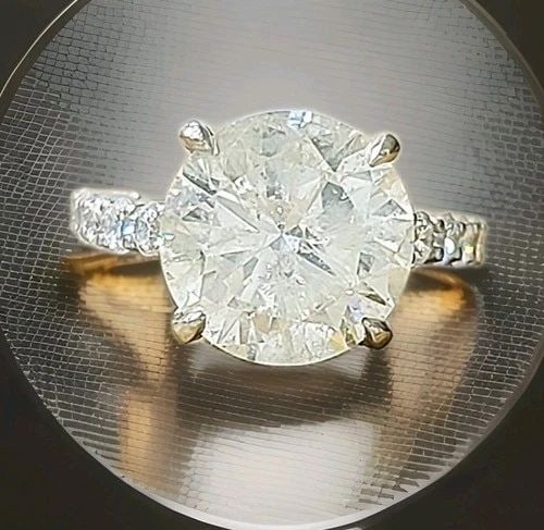 VINTAGE PLATINUM ENGAGEMENT RING 9.65CT. NATURAL DIAMOND ROUND SHAPE AGI CERT (1 of 2)
