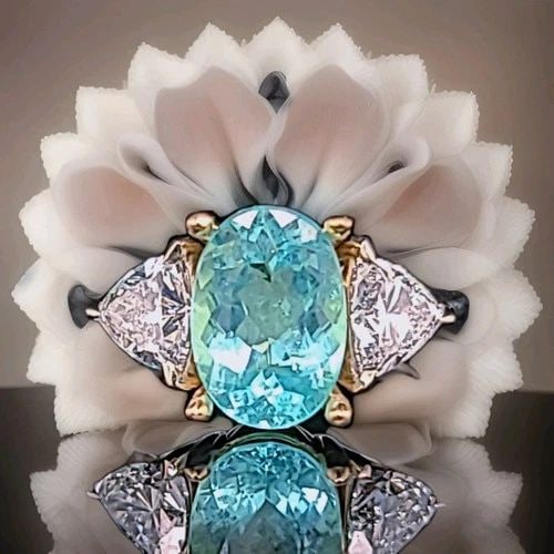 14K WHITE YELLOW GOLD ENGAGEMENT RING 2.93CT.NATURAL PARAIBA TOURMALINE OVAL CUT: 14K WHITE YELLOW GOLD ENGAGEMENT RING 2.93CT.NATURAL PARAIBA TOURMALINE OVAL CUT Gorgeous vintage ring crafted in solid 14K white and yellow gold, featuring a breathtaking natural Paraiba tourmaline a