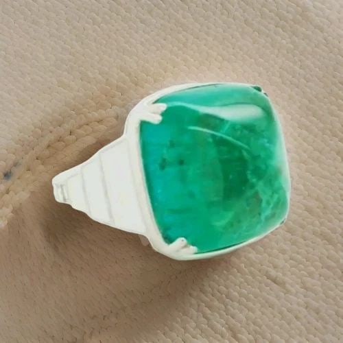 18K WHITE GOLD RING 24.76CT. NATURAL COLOMBIA GREEN EMERALD (1 of 2)