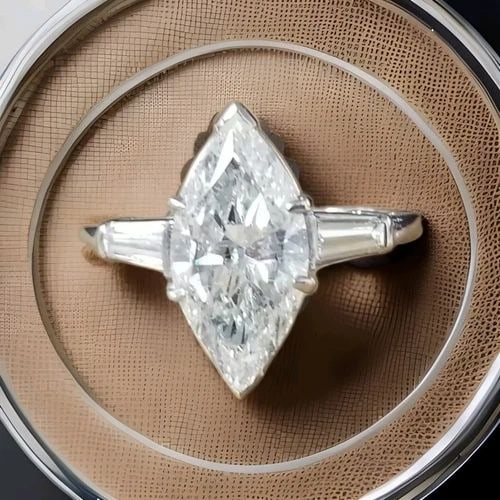 PLATINUM VINTAGE ENGAGEMENT RING 3.35CT. NATURAL MARQUISE DIAMOND SHAPE (1 of 2)