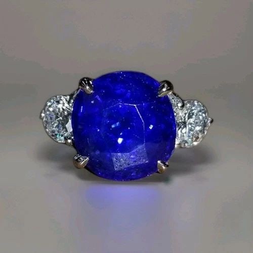 14K WHITE GOLD ENGAGEMENT RING 10.21CT. NATURAL BLUE SAPPHIRE CUSHION SHAPE GIA: 14K WHITE GOLD ENGAGEMENT RING 10.21CT. NATURAL BLUE SAPPHIRE CUSHION SHAPE GIA GORGEOUS 14K WHITE GOLD engagement ring natural blue sapphire in cushion shape GIA cert center weight 10.21carat . size 