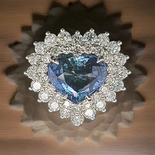 14K WHITE GOLD ENGAGEMENT RING 10.05CT. TEAL BLUE SAPPHIRE HEART SHAPE GIA CERT (1 of 2)