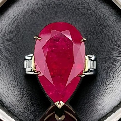 26.15 CT. VINTAGE PLATINUM 18K YELLOW GOLD ENGAGEMENT RING FILLED PEAR RUBY (1 of 2)