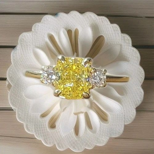 14K YELLOW GOLD RING 1.81CT.NATURAL FANCY VIVID YELLOW DIAMOND CUSHION GIA CERT: 14K YELLOW GOLD RING 1.81CT.NATURAL FANCY VIVID YELLOW DIAMOND CUSHION GIA CERT Vintage 14k yellow gold cushion shape diamond engagement Ring. Center natural fancy vivid yellow diamond cushion shape d