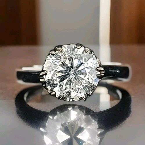 PLATINUM VINTAGE ENGAGEMENT RING 3.20CT. NATURAL ROUND DIAMOND CIRC 1920'S (1 of 2)