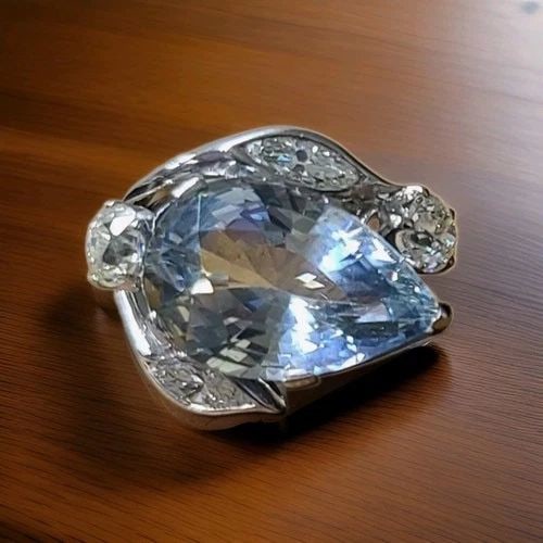 PLATINUM VINTAGE ENGAGEMENT RING 9.43CT.NATURAL BLUE SAPPHIRE PEAR CUT GIA CERT (1 of 2)