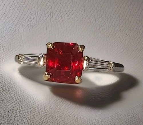 2.13CT.NATURAL RUBY UNTREATED PLATINUM 14K GOLD ENGAGEMENT VINTAGE RING GIA CERT (1 of 2)