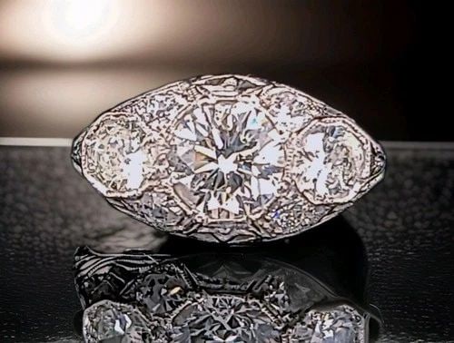 1.45CT. PLATINUM VINTAGE FILIGREE ENGAGEMENT RING NATURAL ROUND CUT DIAMOND 1920: 1.45CT. PLATINUM VINTAGE FILIGREE ENGAGEMENT RING NATURAL OLD EURO CUT DIAMOND Gorgeous art deco filigree Platinum and gold Engagement ring circ 1920s center natural old euro cut round Diamond weight 
