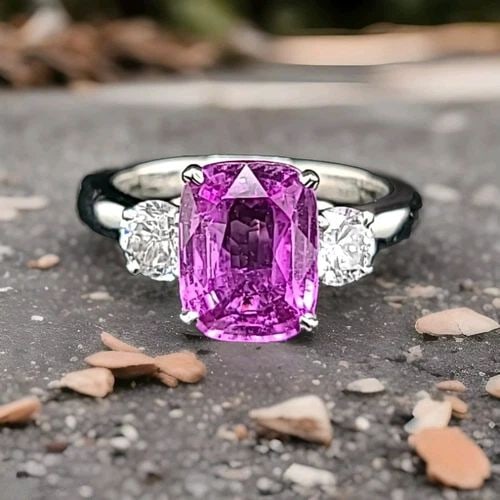 PLATINUM VINTAGE ENGAGEMENT RING NATURAL UNTREATED CUSHION PINK SAPPHIRE 3.08CT: PLATINUM VINTAGE ENGAGEMENT RING NATURAL UNTREATED CUSHION PINK SAPPHIRE 3.08CT Gorgeous Vintage cushion CUT natural untreated pink sapphire set in Platinum ring center cushion shape natural pink sapp