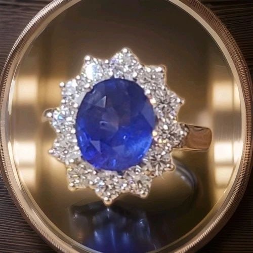 VINTAGE 18K WHITE GOLD ENGAGEMENT RING 3.70CT. NATURAL BLUE SAPPHIRE OVAL SHAPE: VINTAGE 18K WHITE GOLD ENGAGEMENT RING 3.70CT. NATURAL BLUE SAPPHIRE OVAL SHAPE Discover timeless elegance with this vintage 18K white gold engagement ring, featuring a magnificent 3.70 carat natural 
