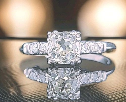 VINTAGE PLATINUM ENGAGEMENT RING 1.05CT. NATURAL OLD MINE CUT DIAMOND CIRC 1920' (1 of 2)