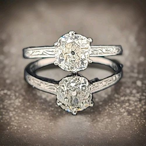 1.10CT PLATINUM VINTAGE ENGAGEMENT RING OLD MINE CUT DIAMOND CIRC 1920'S (1 of 2)