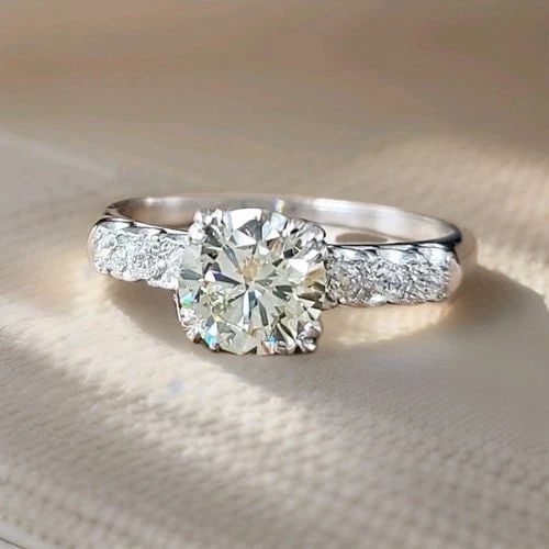 VINTAGE PLATINUM ENGAGEMENT RING 1.22CT.NATURAL ROUND CUT DIAMOND CIRC 1930'S (1 of 2)