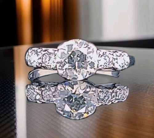 1.18CT. PLATINUM VINTAGE ENGAGEMENT RING NATURAL OLD EURO CUT DIAMOND 1940'S (1 of 2)
