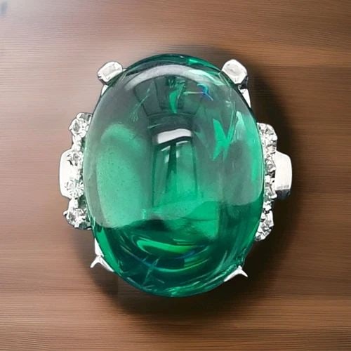 VINTAGE 14K WHITE GOLD RING 21.35CT. LAB GROWN GREEN EMERALD CABOCHON SHAPE: VINTAGE 14K WHITE GOLD RING 21.35CT. GEM GREEN EMERALD Vintage 14K WHITE GOLD gem green Colombia lab flux grown emerald in cabochon oval shape center emerald weight 21.35ct. size 20x15mm very nice ric