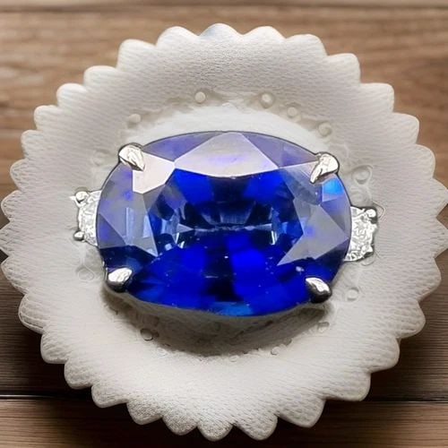 VINTAGE PLATINUM ENGAGEMENT RING 7.05CT. LAB-GROWN BLUE SAPPHIRE OVAL: GORGEOUS PLATINUM RING 7.05CT. BLUE SAPPHIRE OVAL SHAPE GORGEOUS platinum natural diffused blue sapphire in oval shape Center natural diffused sapphire weight 7.05ct. size 14x10mm very nice rich blue 