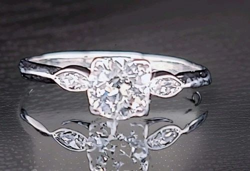 VINTAGE PLATINUM ENGAGEMENT RING 0.54CT.NATURAL OLD EURO ROUND CUT DIAMOND 1930': VINTAGE PLATINUM ENGAGEMENT RING 0.54CT.NATURAL OLD EURO ROUND CUT DIAMOND 1930' This vintage platinum engagement ring boasts a stunning 0.54CT. natural old euro round cut diamond set in a solitaire s