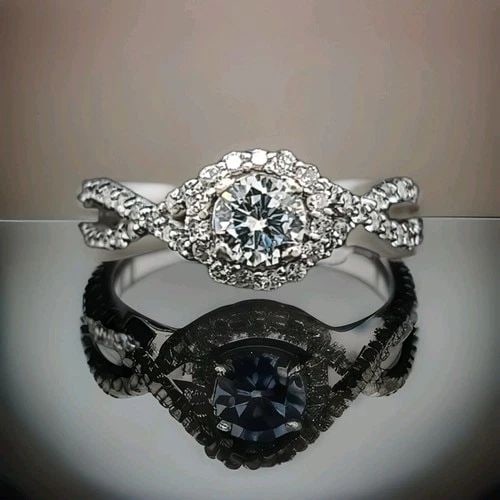 14K WHITE GOLD 1.22CT. NATURAL ROUND DIAMOND ENGAGEMENT RING (1 of 2)