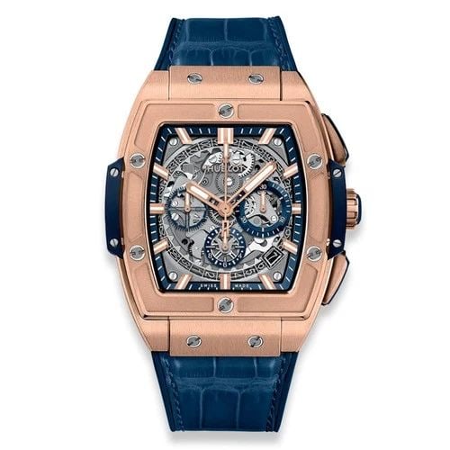 NEW HUBLOT SPIRIT OF BIG BANG 18K KING GOLD 42 MM WATCH 641.OX.7180.LR: NEW HUBLOT SPIRIT OF BIG BANG 18K KING GOLD 42 MM WATCH Manufacturer Hublot Category Spirit of Big Bang Reference Number 641.OX.7180.LR Band Color Blue Band Type Alligator Bezel Screws bezel Box Yes C
