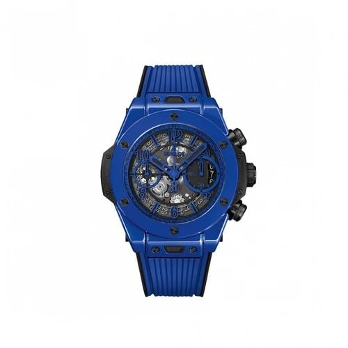 NEW HUBLOT BIG BANG 42 MM BLUE MAGIC CERAMIC AUTOMATIC WATCH 441.ES.5119.RX: NEW HUBLOT BIG BANG 42 MM BLUE MAGIC CERAMIC AUTOMATIC WATCH Manufacturer Hublot Category Big Bang 42 mm Reference Number 441.ES.5119.RX Additional Keywords Blue Magic Band Color Blue Band Type Rubber