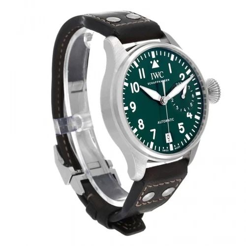 NEW IWC BIG PILOTS STAINLESS STEEL AUTOMATIC 46.2 MM GREEN WATCH IW501015: NEW IWC BIG PILOTS STAINLESS STEEL AUTOMATIC 46.2 MM GREEN WATCH Manufacturer IWC Category Big Pilots Reference Number IW501015 Band Color Brown Band Type Leather Box Yes Condition New with tags Cryst