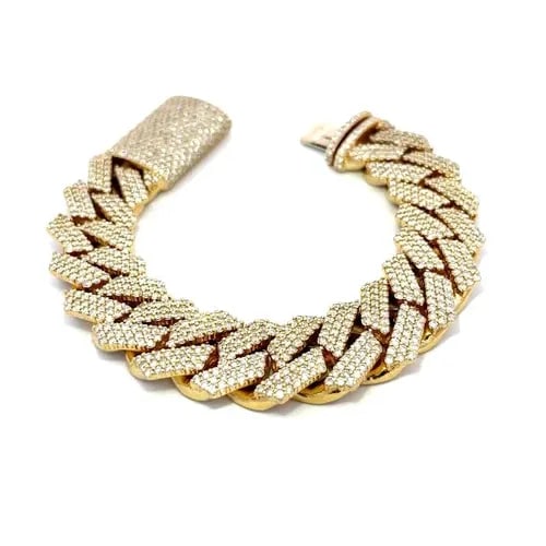 MONACO BRACELET 14K 15CT DIAMOND YELLOW GOLD VERY LARGE MEN'S BRACELET 169.5G: MONACO BRACELET 14K 15CT DIAMOND YELLOW GOLD VERY LARGE MEN'S BRACELET 169.5G This impressive large men's bracelet is crafted from 14k yellow gold featuring the classic Monaco chain link all set with 