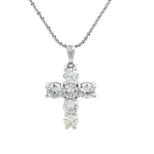 DIAMOND CROSS 18K WHITE GOLD 5.85 CARAT !4K CHAIN NEW (1 of 2)