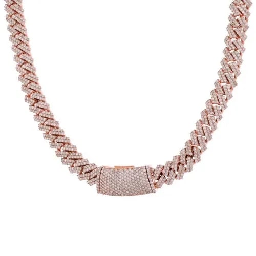MEN'S GOLD CURB LINK NECKLACE 31 CARATS DIAMOND 10K ROSE GOLD FANCY 22.5"L: MEN'S GOLD CURB LINK NECKLACE 31 CARATS DIAMOND 10K ROSE GOLD FANCY 22.5"L Stunning Men's 31 Carats Diamond 10k Rose Gold Fancy Curb Link Necklace 22.5"L Description This is a magnificent men's fancy 