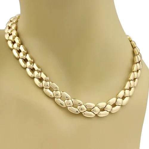 CARTIER 18K YELLOW GOLD 3 ROWS 12MM WIDE FANCY LINK COLLAR NECKLACE PAPER (1 of 2)