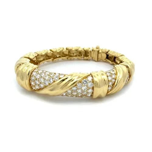 JOSE HESS DIAMOND 18K YELLOW GOLD GRADUATED SECTION LINK BRACELET (1 of 2)