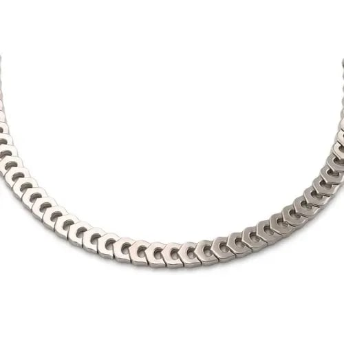 CARTIER C HEARTS 18K WHITE GOLD ALL AROUND C LOGO COLLAR NECKLACE W/PAPER: CARTIER C HEARTS 18K WHITE GOLD ALL AROUND C LOGO COLLAR NECKLACE W/PAPER Cartier C Hearts 18k White Gold All Around C Logo Collar Necklace w/Paper Description This is a bold authentic wide collar nec