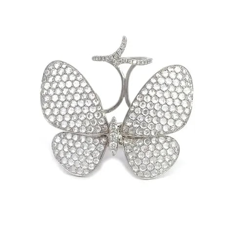 STEPHANIE KANTIS FLUTTER WHITE 5CT DIAMOND 18K GOLD MOVABLE BUTTERFLY RING (1 of 2)