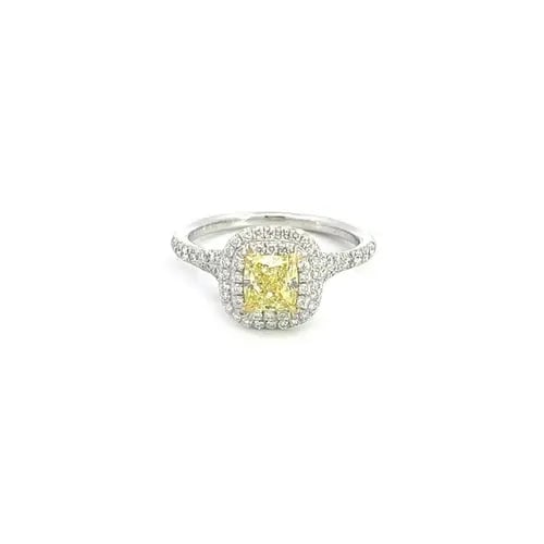 TIFFANY & CO.1.07CT SOLESTE INTENSE YELLOW DIAMOND 18K GOLD PLATINUM RING PAPER: TIFFANY & CO.1.07CT SOLESTE INTENSE YELLOW DIAMOND 18K GOLD PLATINUM RING PAPER Tiffany & Co.1.07ct Soleste Intense Yellow Diamond 18k Gold Platinum Ring Paper Description This is a stunning engagemen