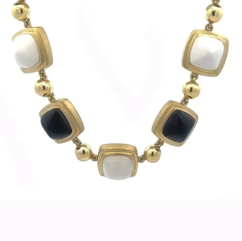 ELIZABETH RAND 18K GOLD NECKLACE ONYX AGATE SQUARE PYRAMID STYLE (1 of 2)