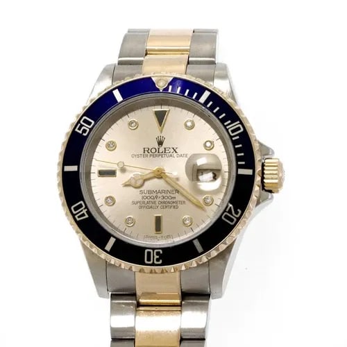 ROLEX SUBMARINER DIAMOND DATE STEEL 18K GOLD MEN'S WATCH 16613: ROLEX SUBMARINER DIAMOND DATE STEEL 18K GOLD MEN'S WATCH 16613 Rolex Submariner Diamond Date Steel 18k Gold Men's Watch 16613 Description This is an elite luxury and automatic men's wrist watch from R