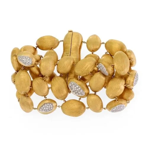 MARCO BICEGO SIVIGLIA 1.30CT DIAMOND 18K GOLD LARGE OVAL BEAD LINK BRACELET (1 of 2)