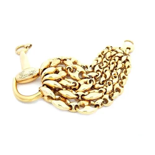 GUCCI HORSEBIT MARINE GOLD BRACELET 18K YELLOW PUFFED MARINER LINKS (1 of 2)