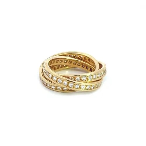 CARTIER DIAMOND GOLD RING 18KT YELLOW GOLD TRIPLE SIZE 52 PAPER &BOX (1 of 2)
