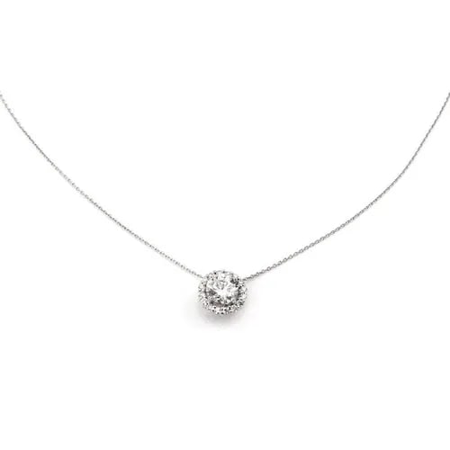 NEW 1.76CT DIAMOND SOLITAIRE W/ACCENT PENDANT & CHAIN IN 14K WHITE GOLD (1 of 2)