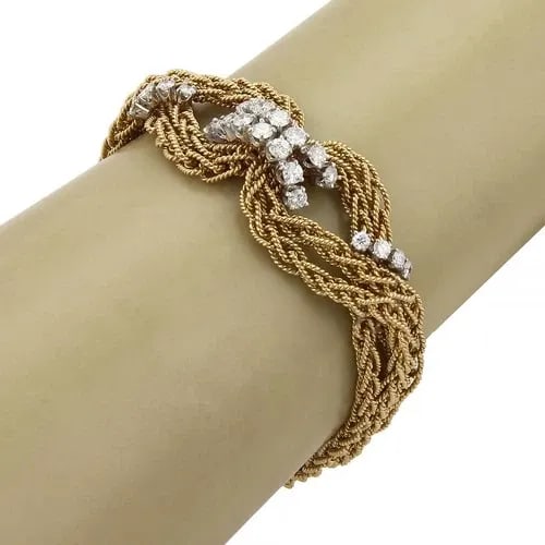 DIAMOND CHAIN BRACELET 18K GOLD INFINITY KNOT 4 STRAND VINTAGE (1 of 2)