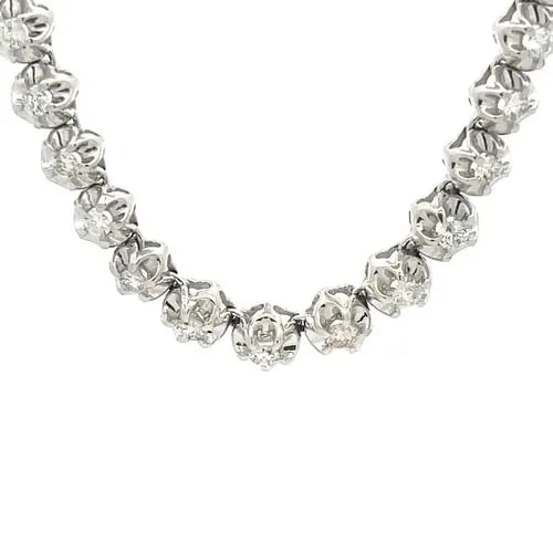 DIAMOND ILLUSION TENNIS NECKLACE 8CT GRADUATED PRONG SET 14K WHITE GOLD 21" L (1 of 2)
