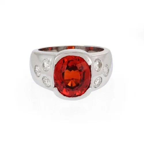 MEN'S MADEIRA CITRINE RING 14.4CT DIAMOND 14K WHITE GOLD: MEN'S MADEIRA CITRINE RING 14.4CT DIAMOND 14K WHITE GOLD Men's 14.40ct Madeira Citrine Diamond 14k White Gold Large Ring Size 11.25 Description This large stunning men's ring is crafted from 14k white