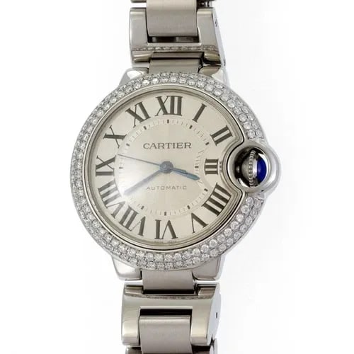 CARTIER BALLON BLEU 1.20CT DIAMOND SSTEEL AUTOMATIC 33MM LADIES WATCH 3489 (1 of 2)