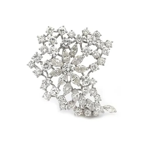PLATINUM GOLD 7.5CT DIAMOND FLORAL SPRAY BROOCH/PENDANT (1 of 2)
