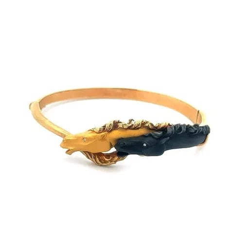 70044 CARRERA Y CARRERA GOLD BRACELET DIAMOND 18K YELLOW & BLACK HINGE BANGLE (1 of 2)