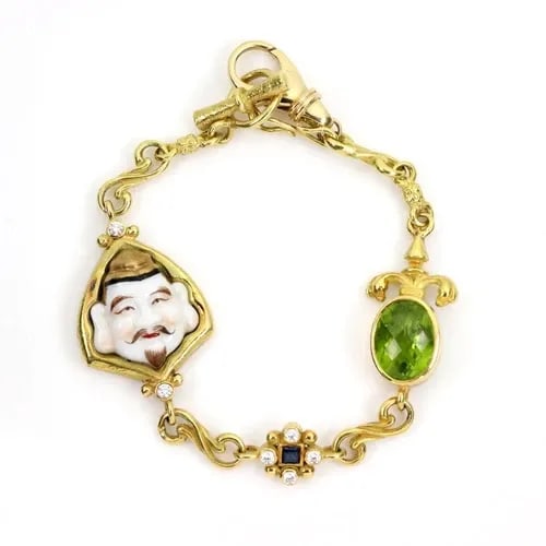 CONTEMPORARY TESORA 9.72CT DIAMOND & GEMS ENAMEL FACE CHARM BRACELET (1 of 2)