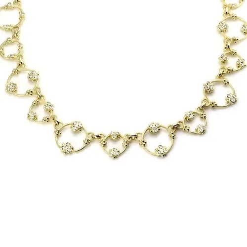 JUDITH RIPKA 2.80CT DIAMOND 18K YELLOW GOLD FANCY CIRCLE LINK NECKLACE: JUDITH RIPKA 2.80CT DIAMOND 18K YELLOW GOLD FANCY CIRCLE LINK NECKLACE Judith Ripka 2.80ct Diamond 18k Yellow Gold Fancy Circle Link Necklace Description This is an authentic necklace from Judith Ripk