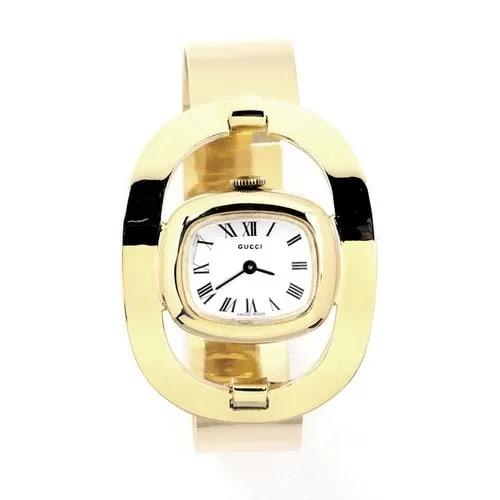GUCCI VINTAGE 18K YELLOW GOLD LADIES FANCY HORSE STIRRUP MOTIF WRIST WATCH (1 of 2)