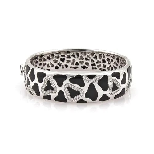 ROBERTO COIN PANDA ONYX DIAMOND 18K WHITE GOLD 18MM WIDE BRACELET (1 of 2)