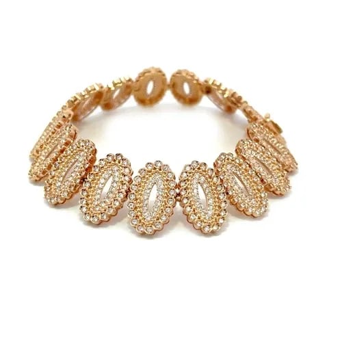 CARLA AMORIM 5CT DIAMOND 18K ROSE GOLD 16MM WIDE OVAL LINK BRACELET (1 of 2)